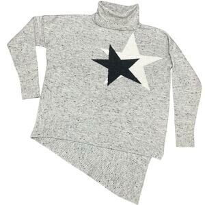 River Island Gray and Black Cowl Neck Sweater Asymmetrical Design Size Med EUC